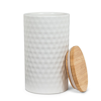 Abbott White Hexagon Textured Canister