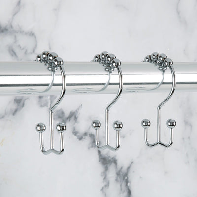 Moda At Home Annex Double Roller Shower Hooks S/12, Chrome