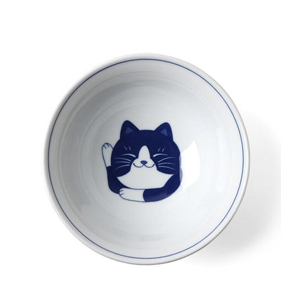 Miya Ramen Bowl Dark Blue Cat - 7.5"