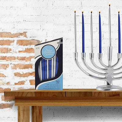 Zion Judaica Silver & Blue 45 Pack Deluxe Dipped Hanukkah Candles