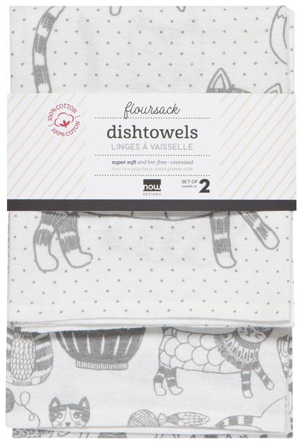 Now Designs Color Center Flour Sack Tea Towel Set of 2 - London Grey