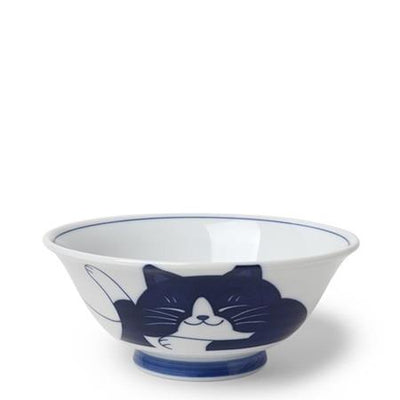 Miya Ramen Bowl Dark Blue Cat - 7.5"