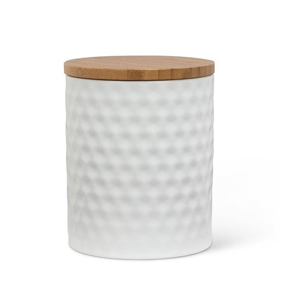 Abbott White Hexagon Textured Canister
