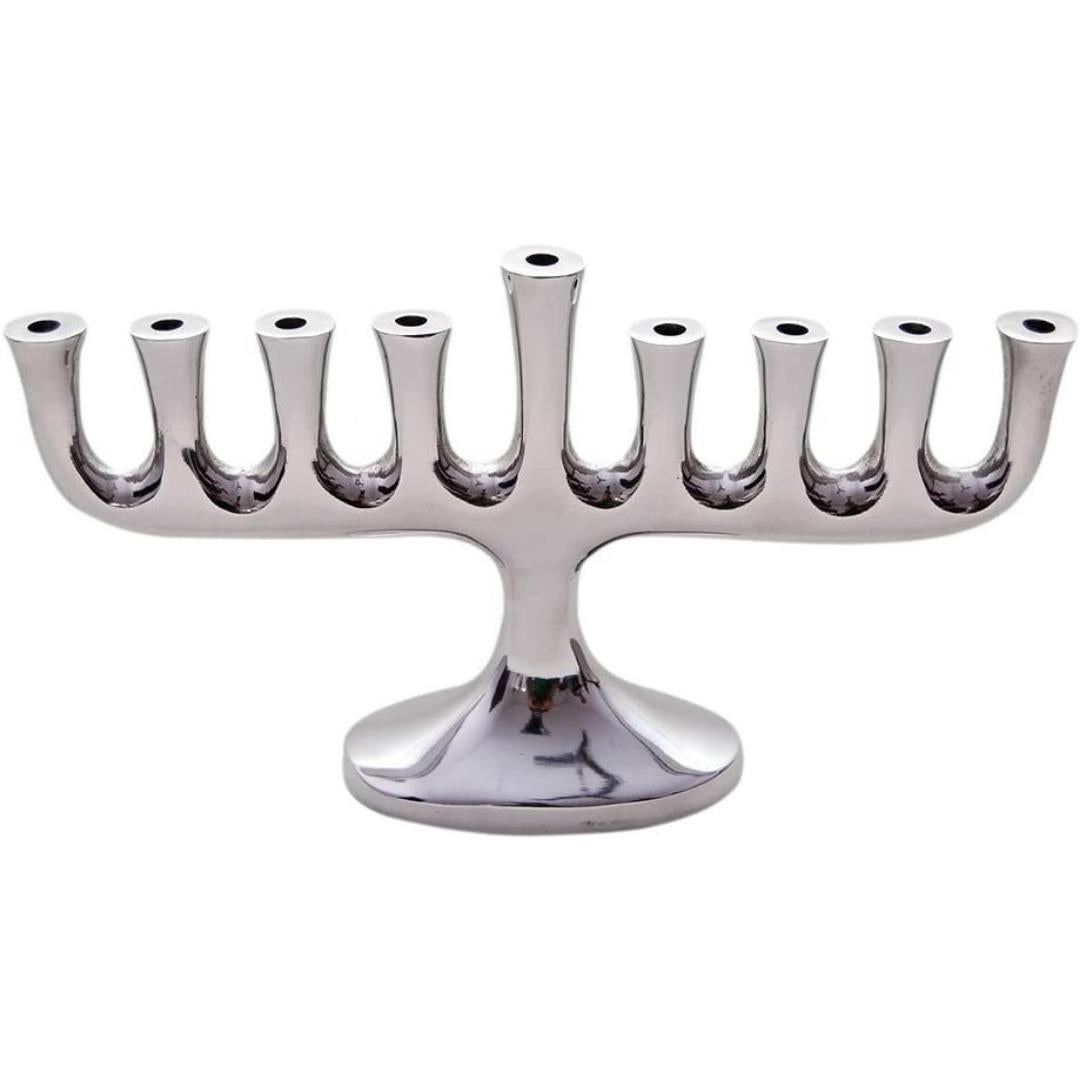 Zion Judaica Sleek Silver Menorah