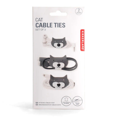 Kikkerland Cat Cable Ties Set Of 3
