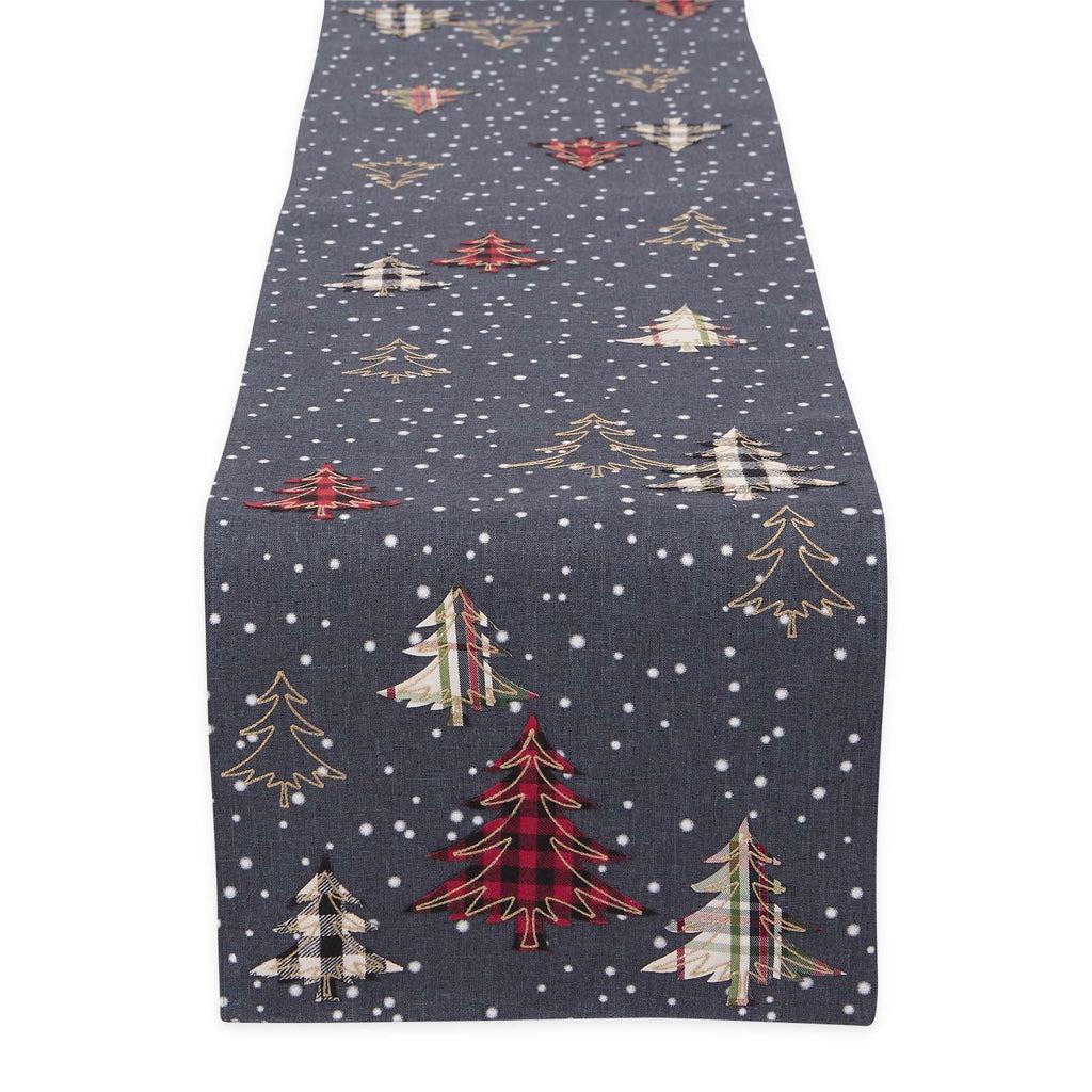 Design Imports Christmas Snow Trees Table Runner 70"