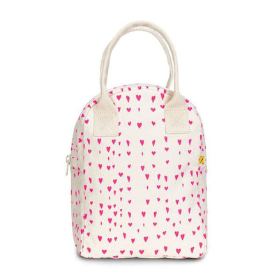 Fluf Zipper Lunch Bag - Tiny Pink Hearts