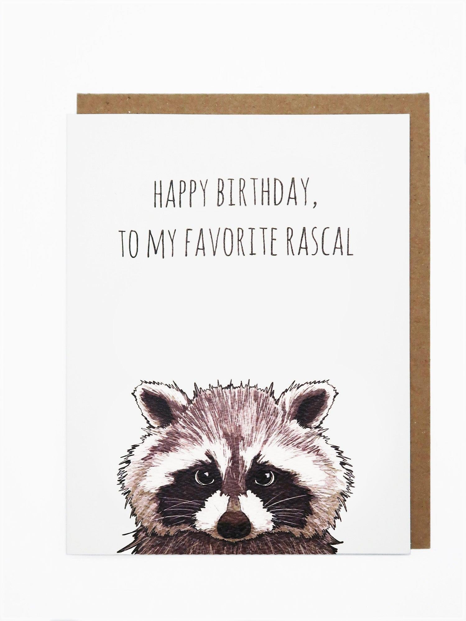 Noted By Copine Birthday Card - Favourite Raccoon Rascal