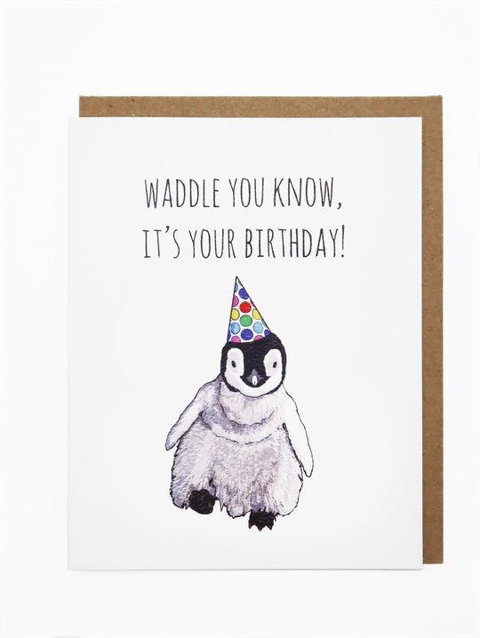 Noted By Copine Birthday Card - Waddle Penguin