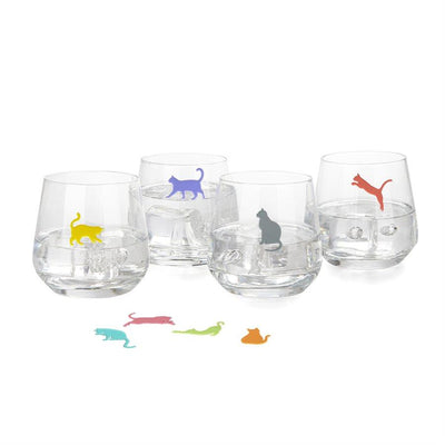 Balvi Glass Markers Sticky Cats Set Of 8