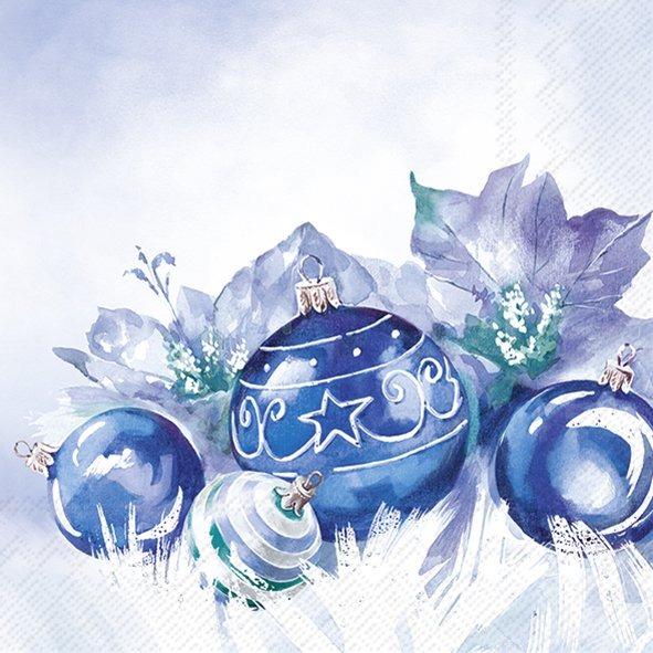 IHR Christmas Luncheon Napkin 20 Pack Blue Baubles