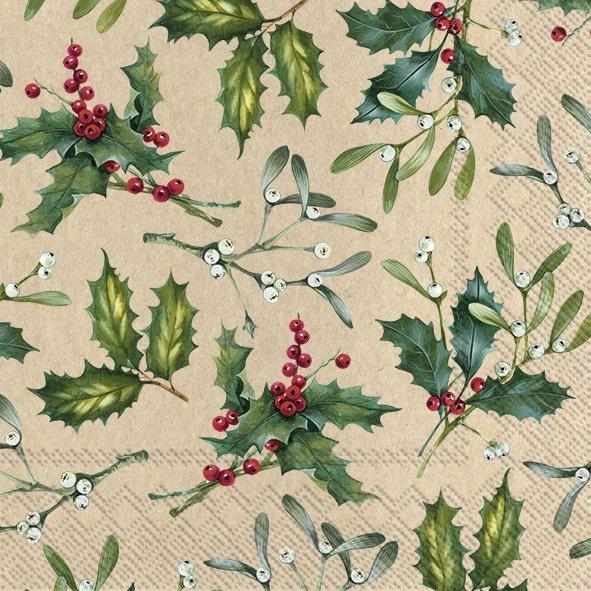 IHR Christmas Luncheon Napkin 20 Pack Esther Green & Red