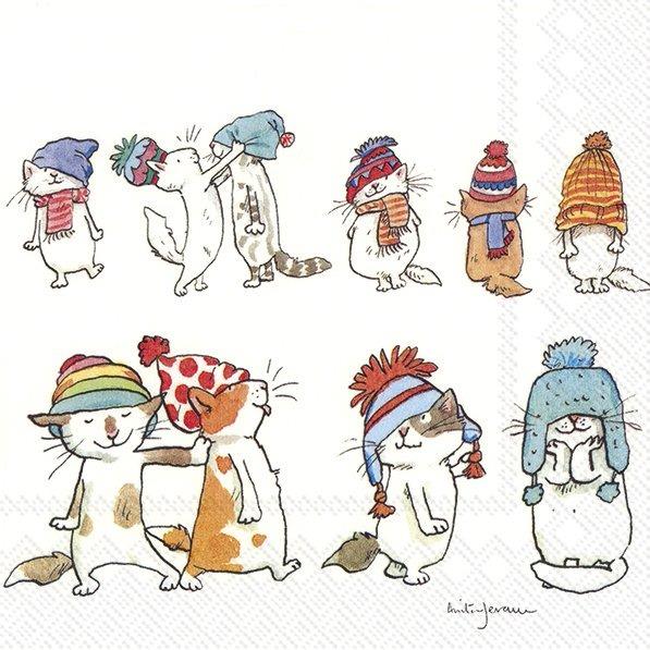 IHR Christmas Luncheon Napkin 20 Pack Cats With Hats