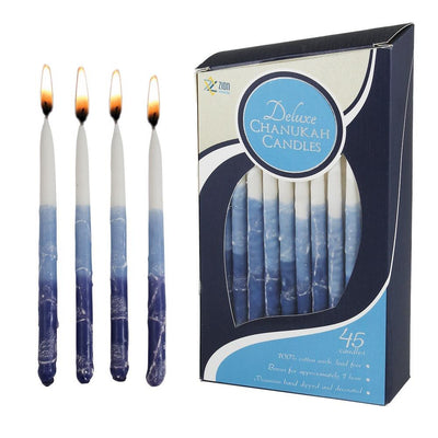 Zion Judaica Deluxe Hanukkah Celebration Candles Blue Elegance – Box of 45