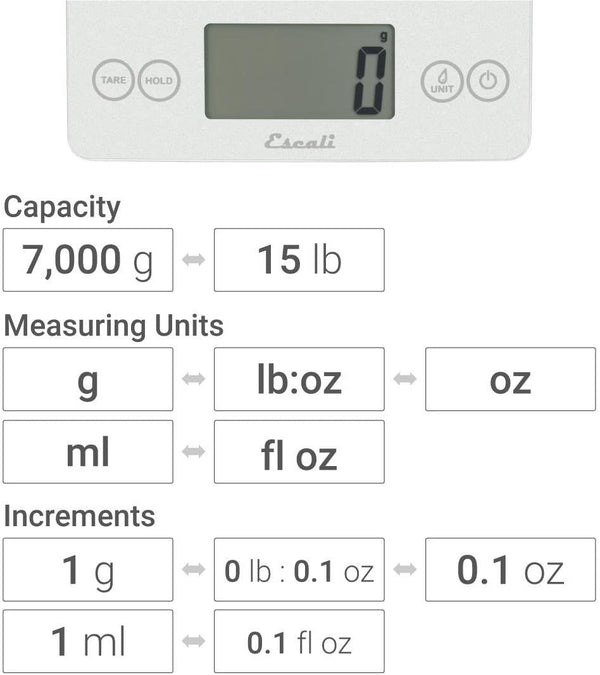 ARTI Glass Digital Kitchen Scale (Frost White), Escali