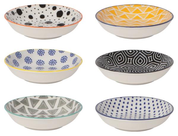 Now Designs Canyon Ceramic Pinch Bowl Set, Soy Sauce Dish, Set of 6, 2 oz